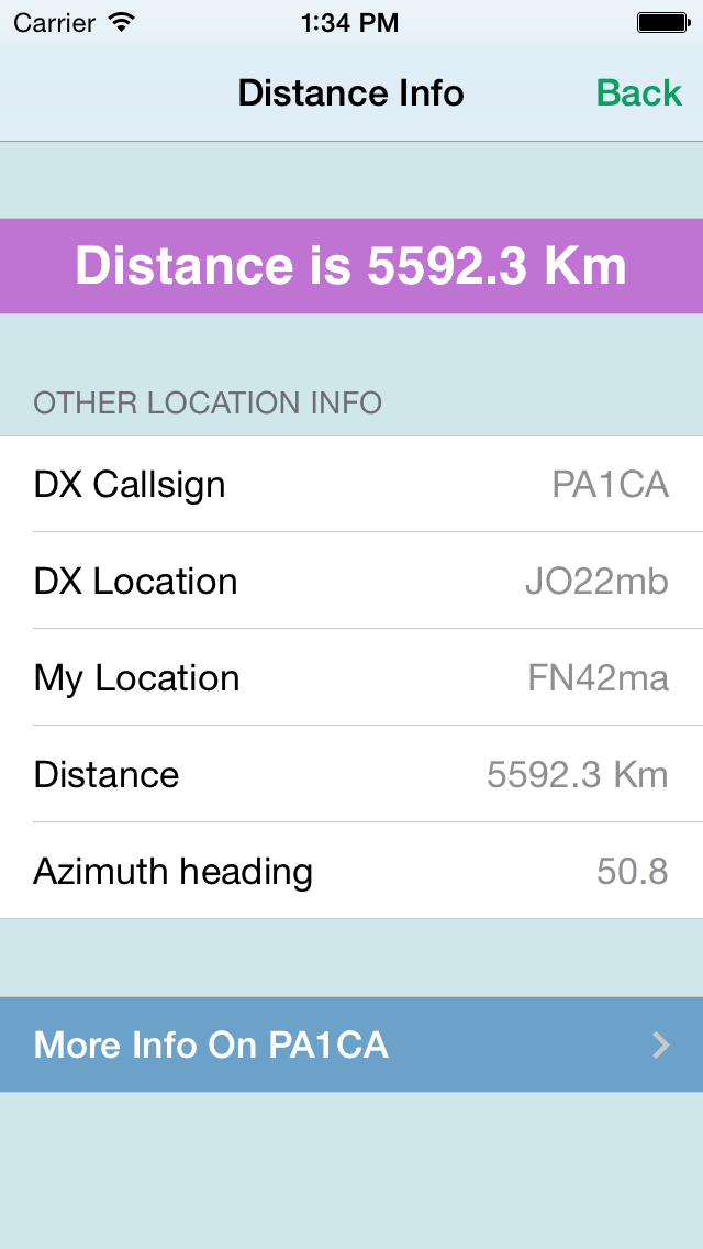 HAM Distance iPhone distance info